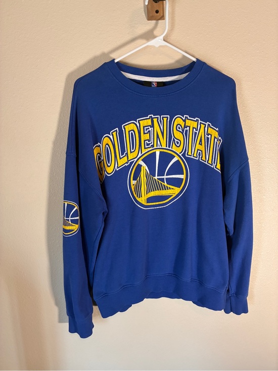 NBA Sweaters - NBA Golden State Warriors Royal Blue Crewneck with Yellow Logo